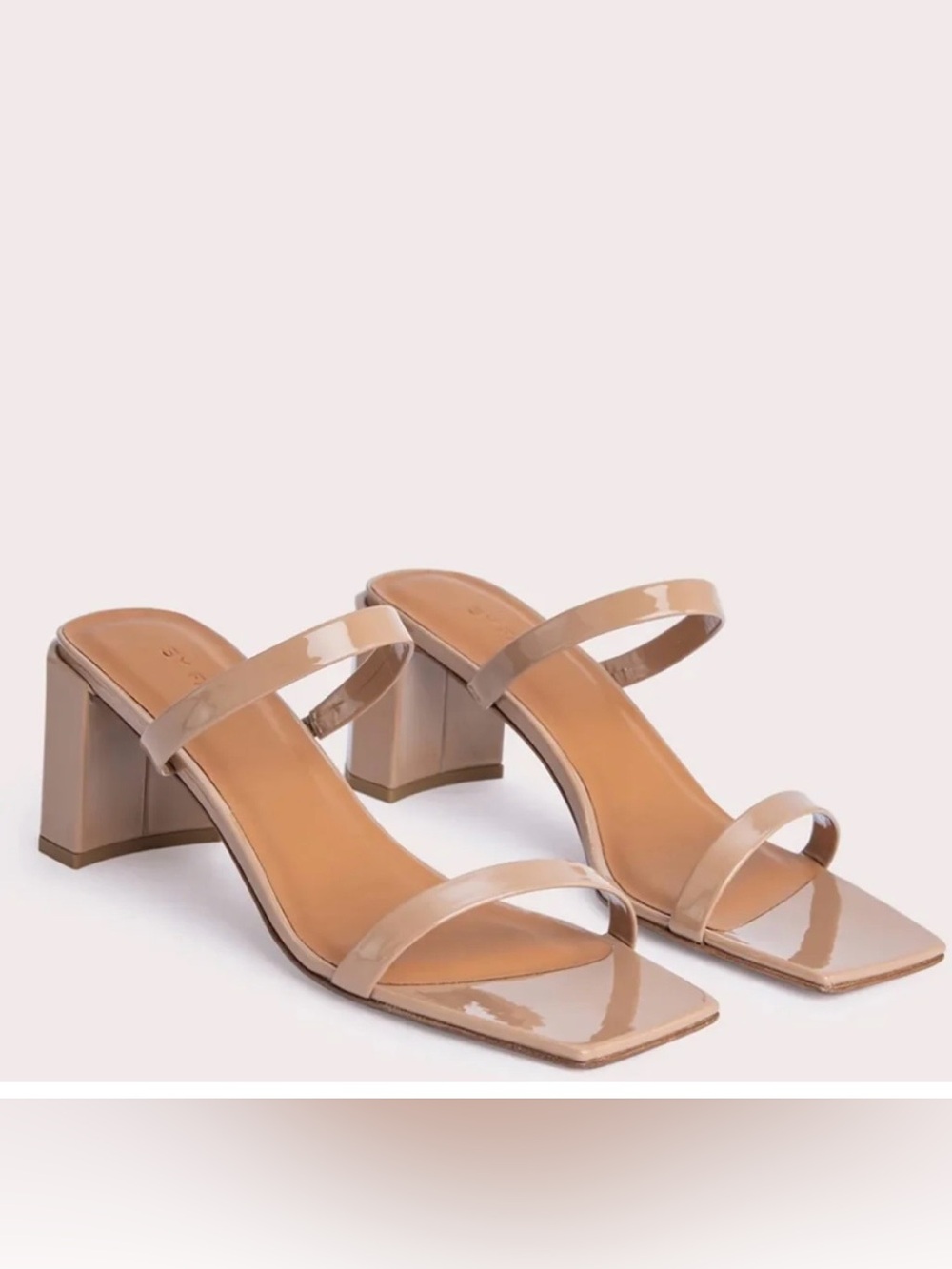 by FAR nude patent leather square toe Tanya block heels sz 39 (9)